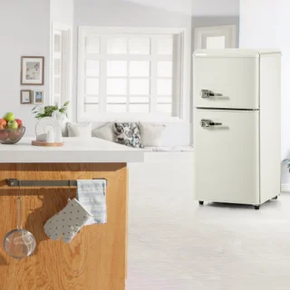 Retro koelkast vriescombinatie crème wit 60L