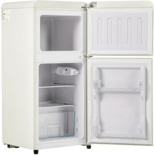 Retro koelkast vriescombinatie crème wit 60L