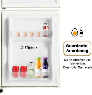 Retro koelkast vriescombinatie crème wit 60L