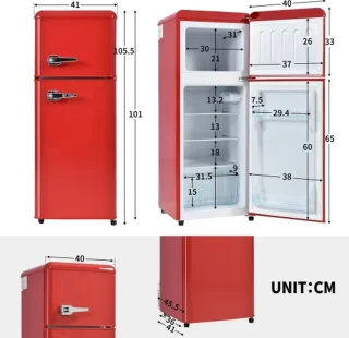 Retrokoelkast koel-vriescombinatie 105,5 cm tweedeurs 92L