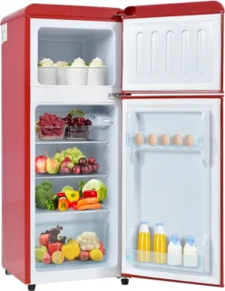 Retrokoelkast koel-vriescombinatie 105,5 cm tweedeurs 92L