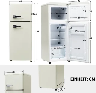 Retrokoelkast koel-vriescombinatie 105,5 cm tweedeurs 92L totaalvolume