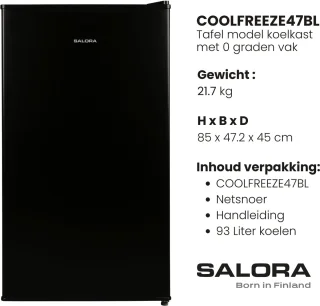 Salora COOLFREEZE47BL Tafelmodel Koelkast