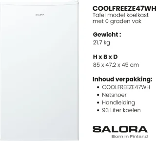 Salora COOLFREEZE47WH tafelmodel koelkast