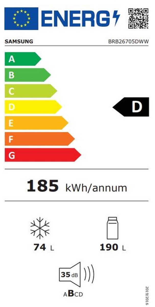 Samsung BRB26705DWW Koelvriescombinatie Inbouw 264L Wit