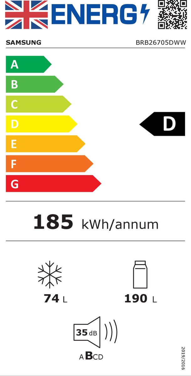 Samsung BRB26705DWW Koelvriescombinatie Inbouw 264L Wit