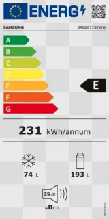 Samsung BRB26715EWW Inbouw Koel-Vriescombinatie 267L Wit
