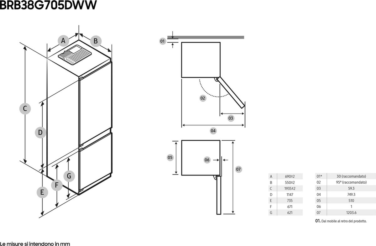 Samsung BRB38G705DWW Koelkast Inbouw 389L Wit