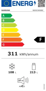 Samsung RB30J3000BC koel-vriescombinatie 321L zwart