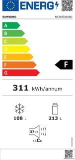 Samsung RB30J3000BC koel-vriescombinatie 321L zwart