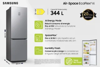 Samsung RB34C671DS9 Koel-vriescombinatie 344L Roestvrijstaal