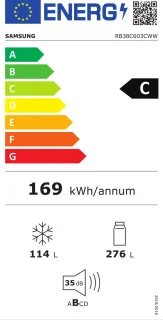 Samsung RB38C603CWW Koel-vriescombinatie Vrijstaand Wit