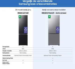 Samsung RB38C607AB1/EF Koel-vriescombinatie Zwart