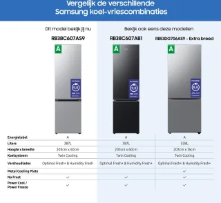 Samsung RB38C607AS9 koel-vriescombinatie zilver rvs