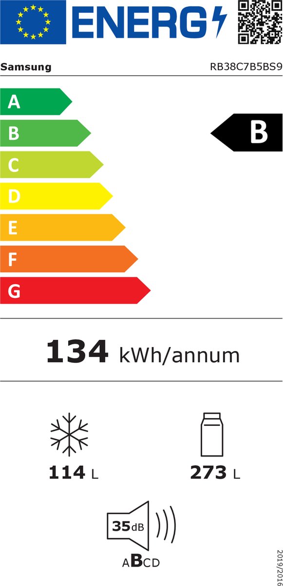 Samsung RB38C7B5BS9/EF Koel-vriescombinatie Zilver