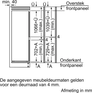 Siemens KI86VNFE0 iQ100 Inbouw koel-vriescombinatie 267L