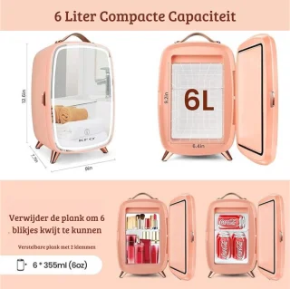 Skincare Beauty Fridge Mini Koelkast 6L Flamingo