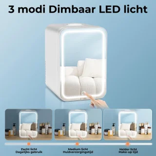 Skincare Fridge Mini Koelkast 8L Met Spiegel en Verlichting