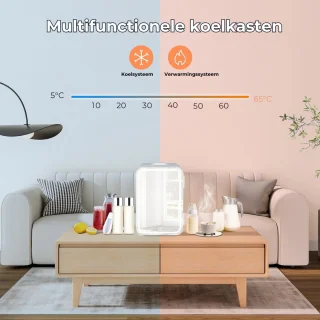 Skincare Fridge Mini Koelkast 8L Met Spiegel en Verlichting
