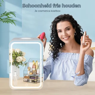 Skincare Fridge Mini Koelkast 8L Met Spiegel en Verlichting