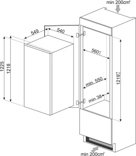 Smeg S4C122F Inbouw Combi-koelkast Wit 188L
