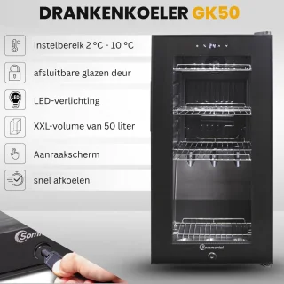Sommertal drankkoelkast zwart touchscreen slot F
