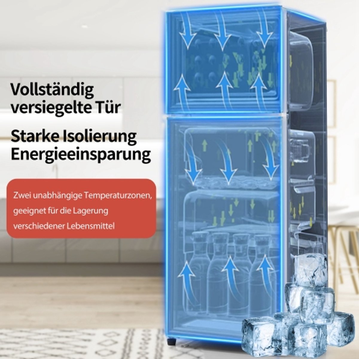 Steven retrokoelkast koel-vriescombinatie 105,5 cm tweedeurig
