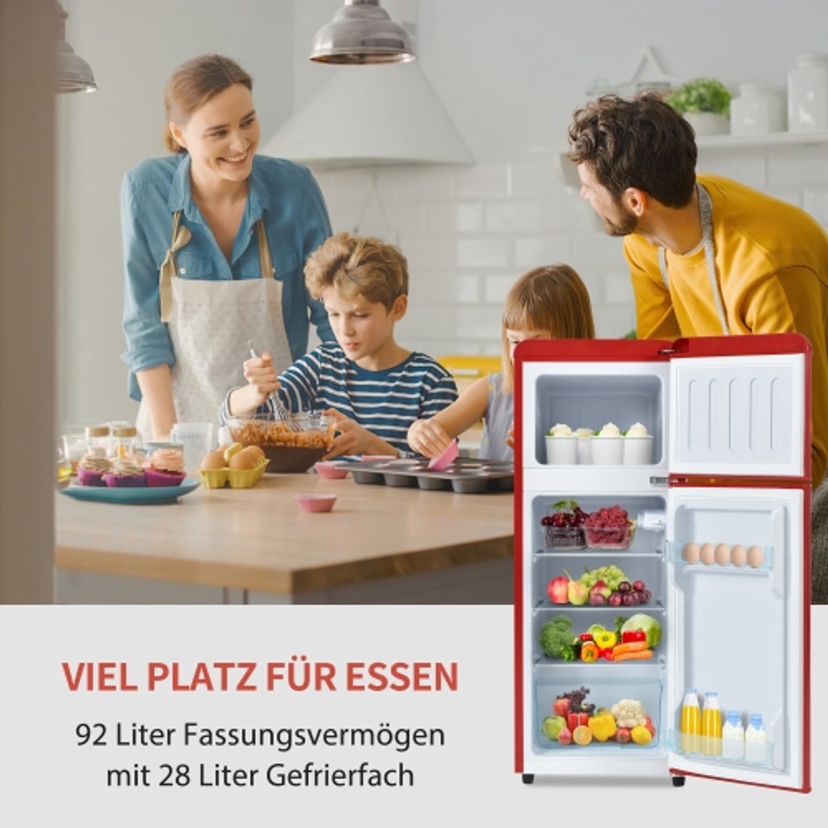 Steven retrokoelkast koel-vriescombinatie 105,5 cm tweedeurig