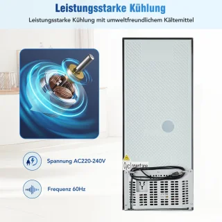 Sweiko 106L Koelkast met 4-Sterrenvriezer Geborsteld Grijs-Zilver