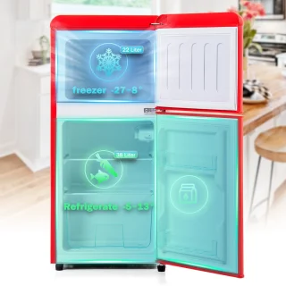 Sweiko Mini Koel-vriescombinatie Retro Rood 60L