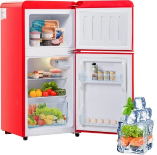 Sweiko Mini Koel-vriescombinatie Retro Rood 60L