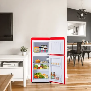 Sweiko Mini Koel-vriescombinatie Retro Rood 60L