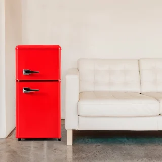 Sweiko Mini Koel-vriescombinatie Retro Rood 60L