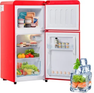 Sweiko Mini Koel-vriescombinatie Retro Rood 60L