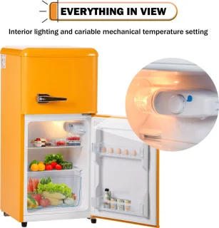 Sweiko Mini Koelkast Retro Geel 60L