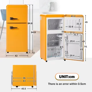 Sweiko Mini Koelkast Retro Geel 60L