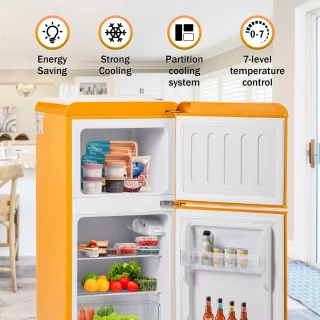 Sweiko Mini Koelkast Retro Geel 60L