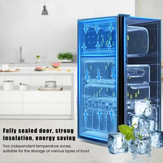 Sweiko Mini koelkast zwart 60L koel-vriescombinatie dubbele deur