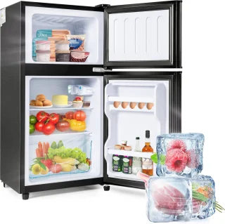 Sweiko Mini koelkast zwart 60L koel-vriescombinatie dubbele deur
