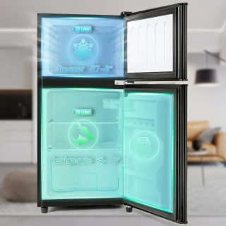 Sweiko Mini koelkast zwart 60L koel-vriescombinatie dubbele deur