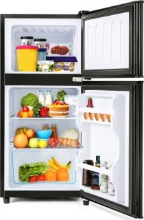 Sweiko Mini koelkast zwart 60L koel-vriescombinatie dubbele deur