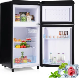 Sweiko Zwart Retro koelkast dubbele deur 72L