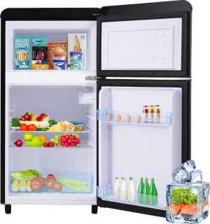 Sweiko Zwart Retro koelkast dubbele deur 72L