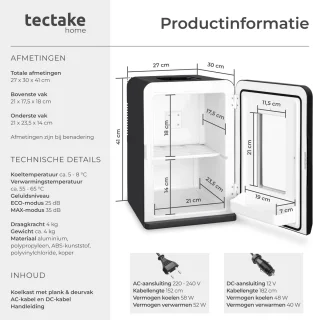 tectake Mini-Autokoelkast 14L Draagbare Minibar