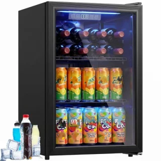 Tekroa drankenkoelkast 70l met glazen deur - zwart