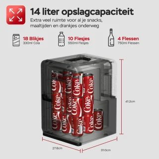 TurboTronic EC15 Mini Koelkast 15L Zwart