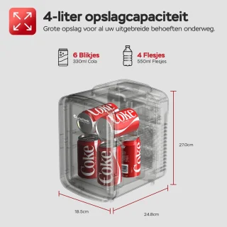 Turbotronic EC4 Mini Koelkast 4L Zwart