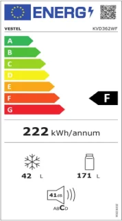 Vestel KVD362SF Zwart Koelvriescombi 145cm