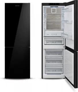 Vestfrost VR-FB373-2H0B koelvriescombinatie zwart glasdeur