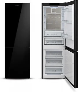 Vestfrost VR-FB373-2H0B koelvriescombinatie zwart glasdeur